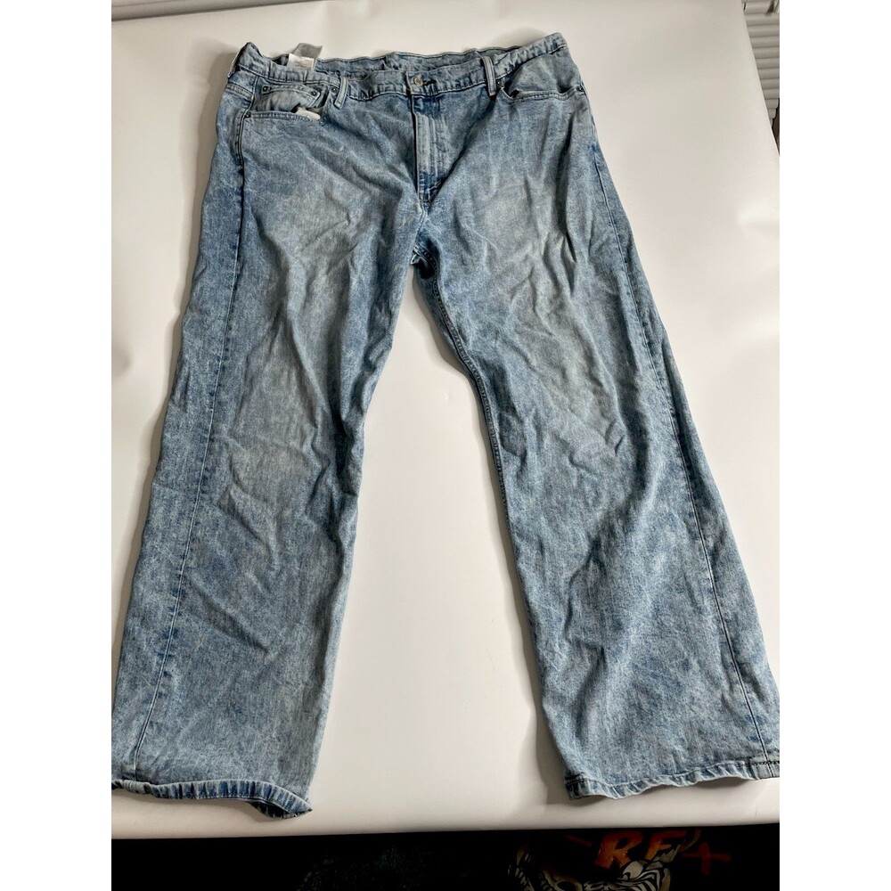 Levi’s 569 Loose Straight Jeans Men 42x32 Light Wash Distressed Workwear Read